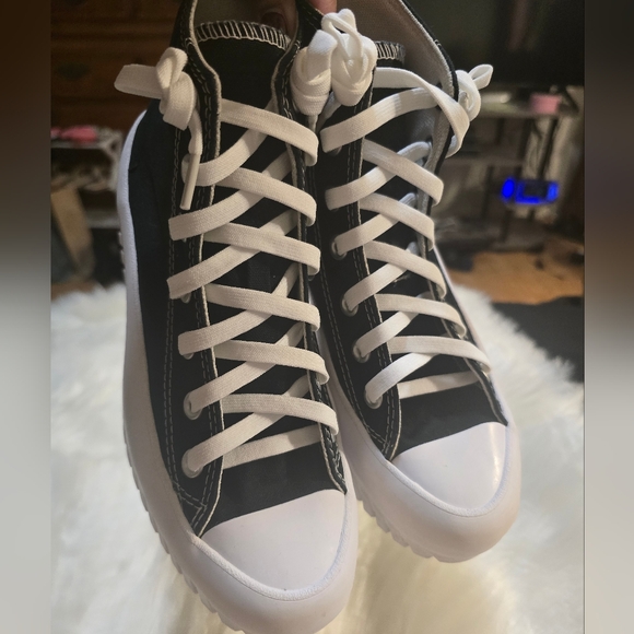 Black and White Converse Chuck Taylor All Star High Top Platform size M/5 & W/7 - Picture 10 of 14